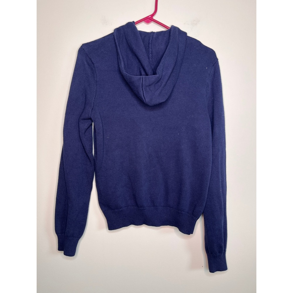 Ralph Lauren Navy Blue Minimalist Old Money Quiet Luxury Hooded Sweater Jacket L - Picture 3 of 5